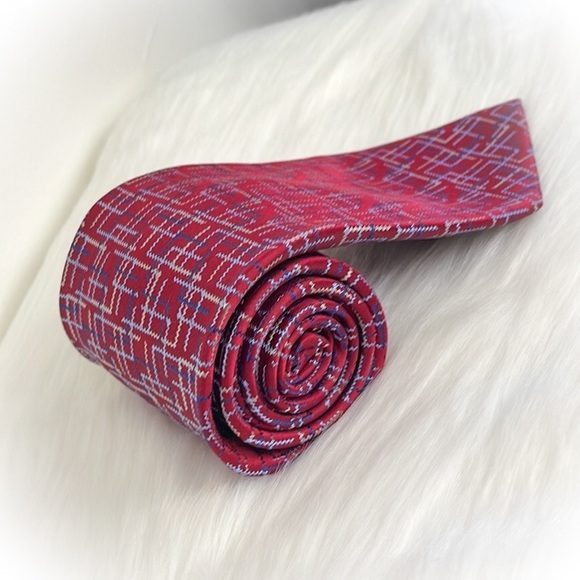 💕Beautiful Red Jhane Barnes Mens Silk Tie💕 - Picture 13 of 13